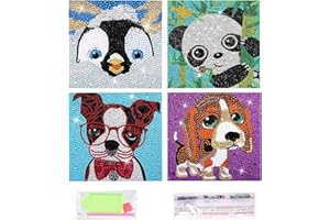 Ausbond 4Pcs DIY Art Painting Kits for Kids Animal Art and Crafts for Kids Ages 6-8-10-12 Girls Boys 5D Gem Art by Number Kits for Birthday Christmas Gifts