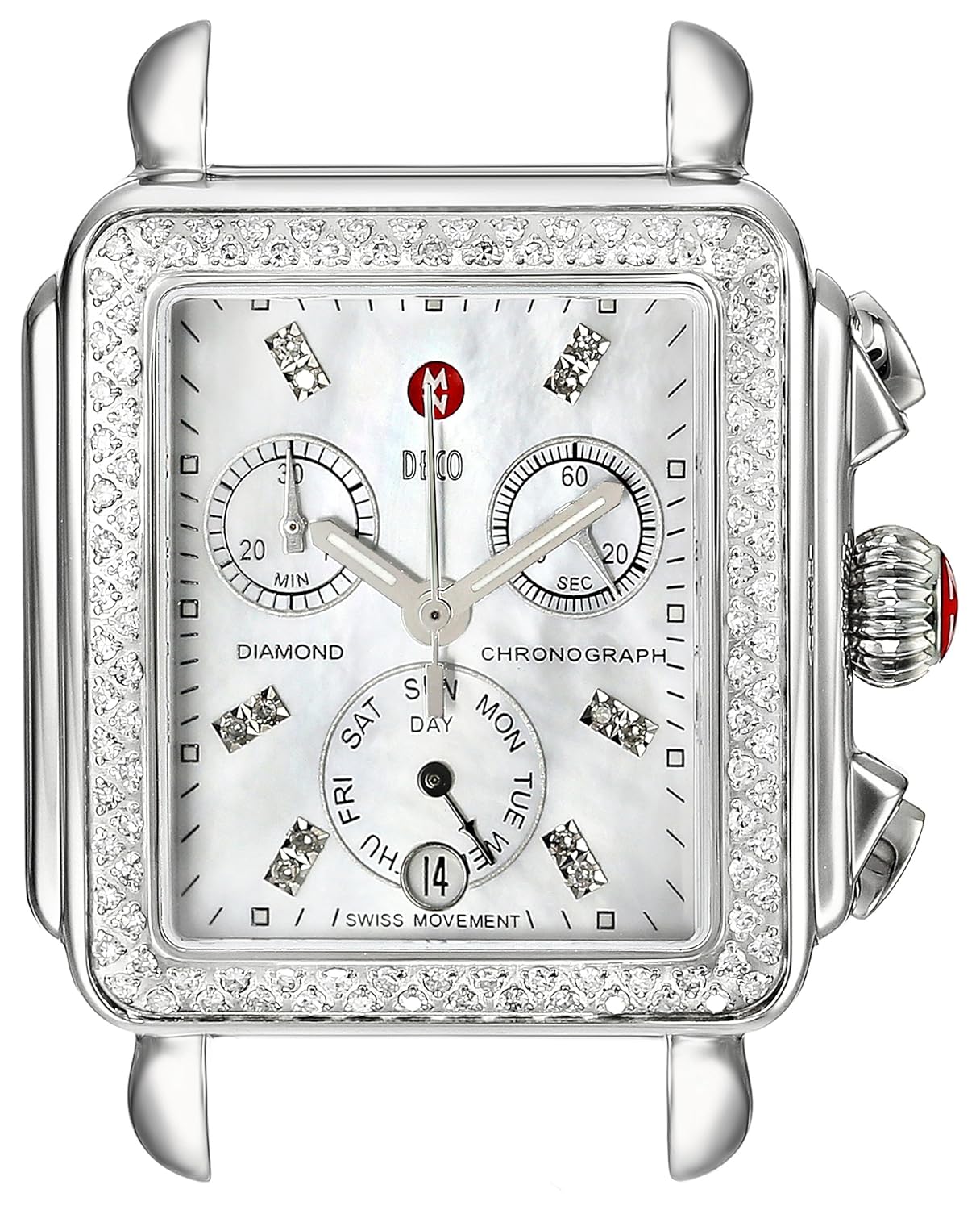 Amazon.com: MICHELE Women's MW06P01A1046 Deco Diamond-Accented Stainless  Steel Watch Head: