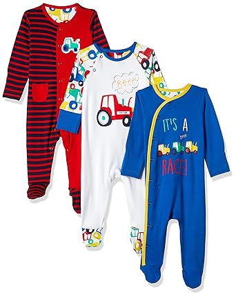 Baby Boys Regular Fit Cotton Sleepsuit (Pack of 3)
