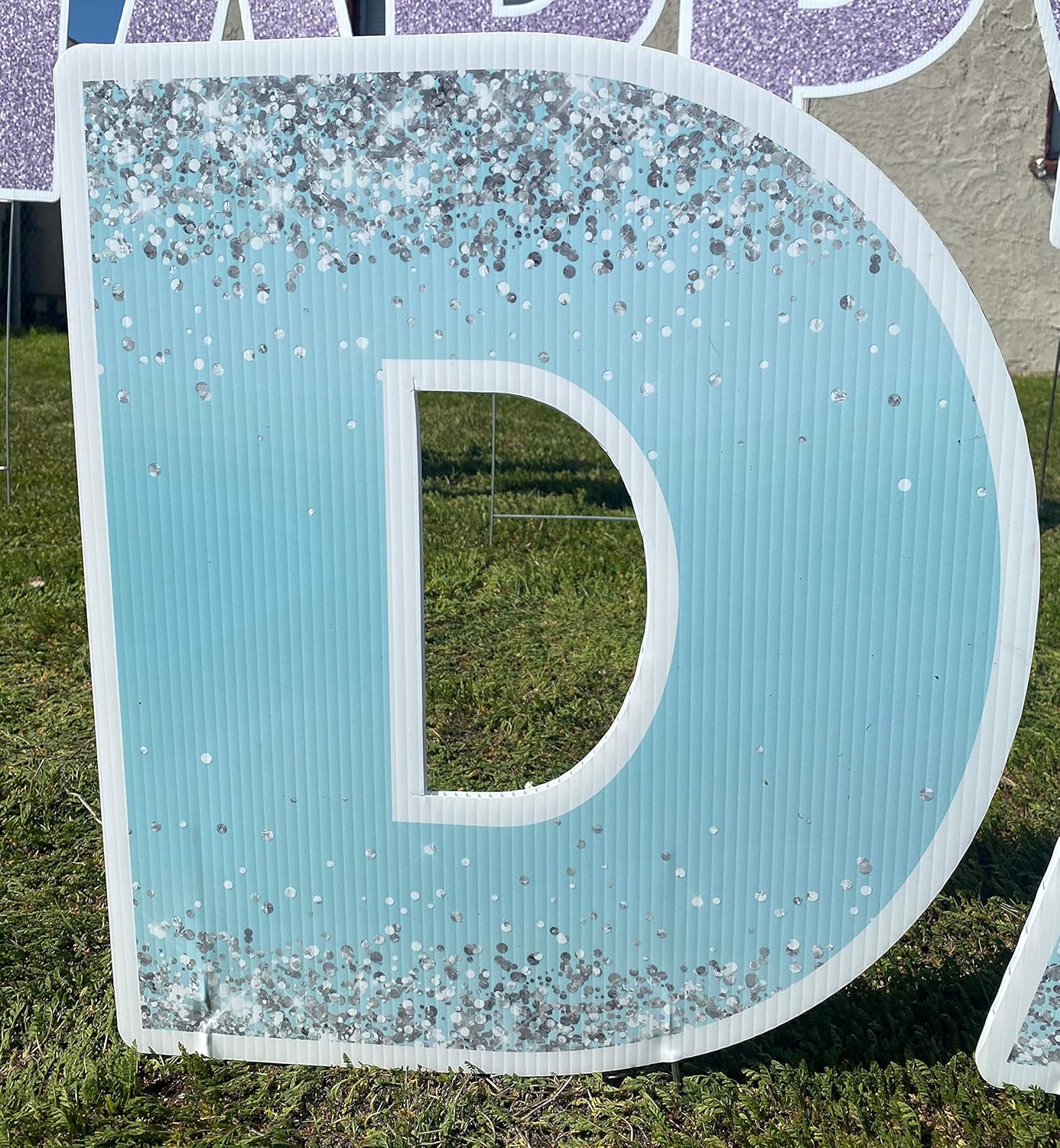 Yard Sign Company 19" Tall Light Blue/Glitter Purple Cut