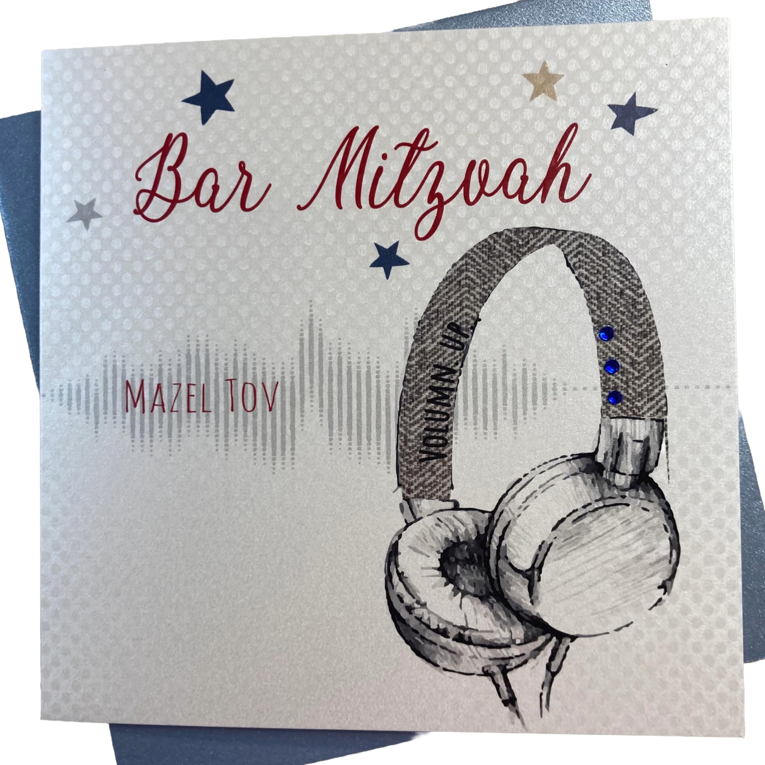 white cotton cards "Mazel Tov Bar Mitzvah Handmade Greeting Card (jesb54)