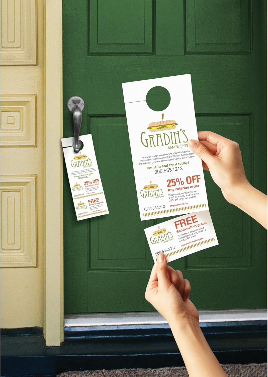 door hanger printing near me on Amazon Com Avery Door Hanger With Tear Away Cards Matte White 4 25 X 11 Inches Pack Of 80 16150 Business Card Stock Office Products