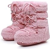 ZHENAIYISHENG Fur Boots for Women, Furry Faux Fur Fuzzy Fluffy Women Snow Boots with Fur Lined Black White Pink Mid-Calf Winter Boots