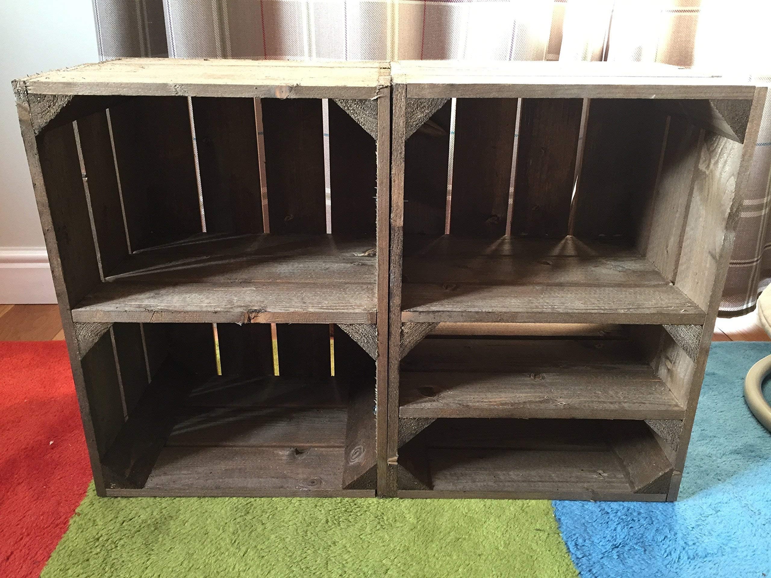 Rustic Crate TV Unit in Dark Brown.