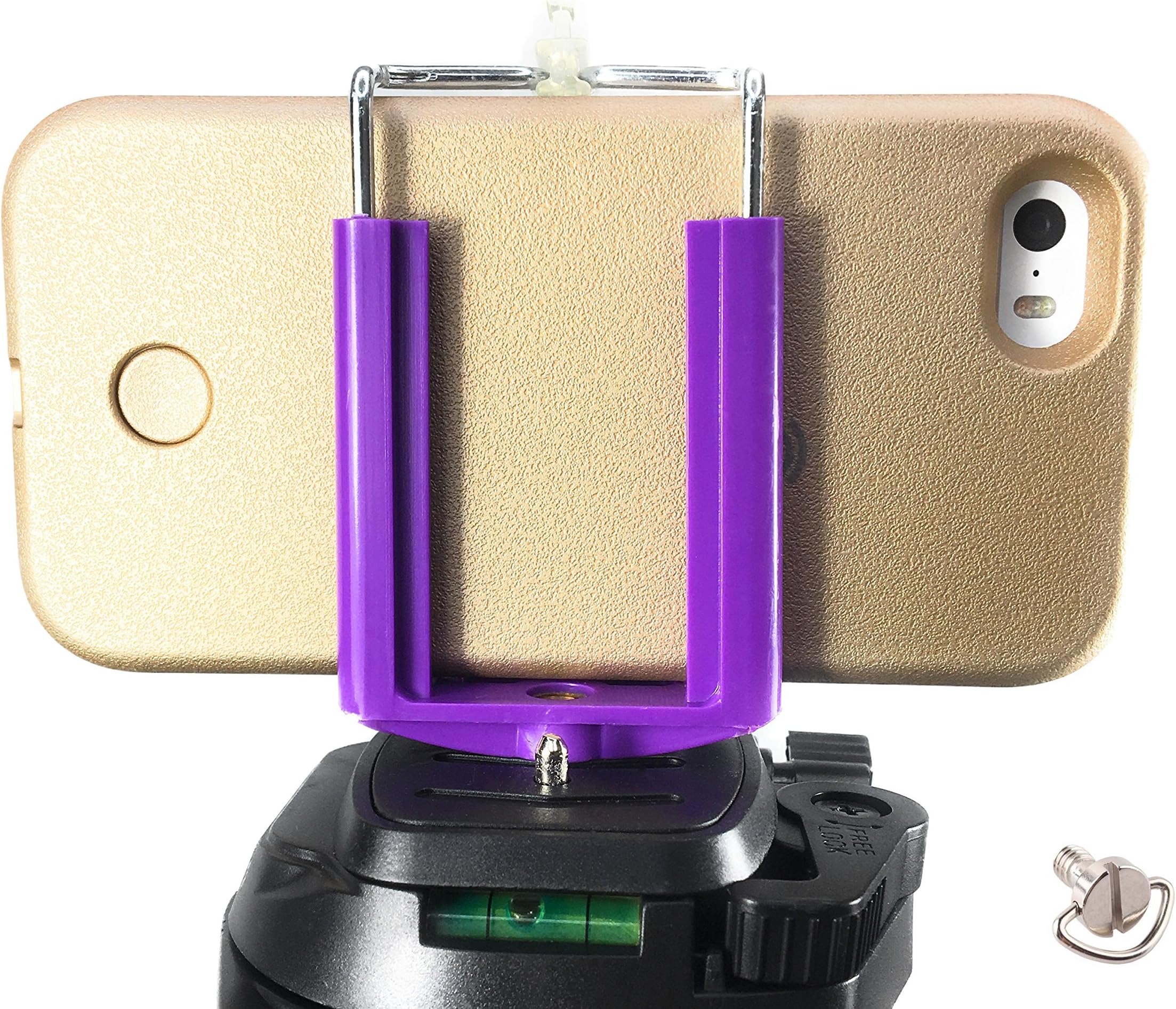 DaVoice Cell Phone Tripod Adapter Mount Holder Clamp Compatible with iPhone X XS Max XR Se 8 7 6 6s Plus Samsung Galaxy S9 S8 S7 Adjustable Smartphone Bracket Clip Cellphone Attachment (Deep Purple)