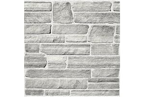 Commomy 10 Pcs Faux Stone 3D Wall Panels Peel and Stick Tiles, 11.8'' x 11.8'' Ultralight PVC Faux Brick Textured Wall Panels for Interior Wall Decor Living Room, Bedroom, Fireplace