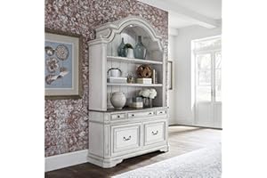 LIBERTY FURNITURE INDUSTRIES, INC. Liberty Furniture Magnolia Manor Filing Credenza & Hutch for Home Office - Antique White & Weathered Bark
