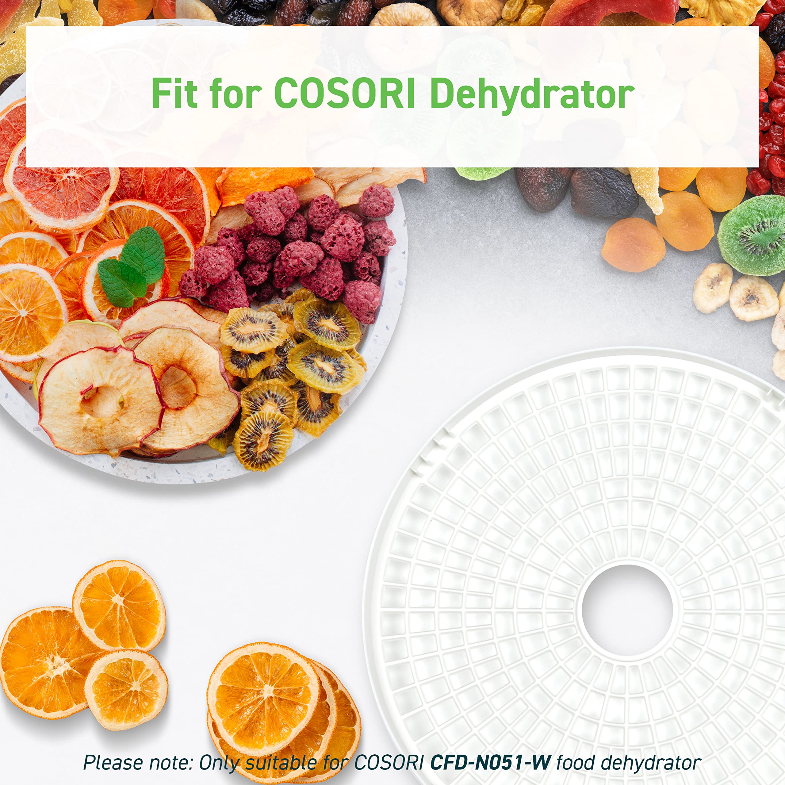 COSORI Food Dehydrator Accessories, for 5 Tray CFD-N051-W Only, BPA-Free, CFD-TR051-WUS, Plastic, 2 Pack