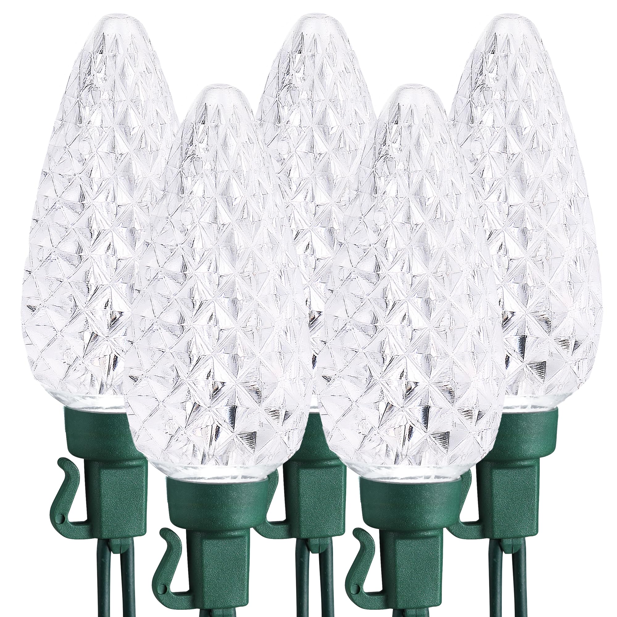 Photo 1 of Brizled White Christmas Lights White, 33ft 50 LED C9 Christmas Light String, Connectable Outdoor Xmas Lights, 120V UL Certified Tree Light for Indoor Outdoor House, Garden, Holiday, Yard, Party