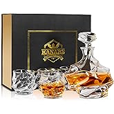 KANARS Crystal Whiskey Decanter Set, 27 Oz Emperor Decanter with Old Fashioned Glasses for Liquor Bourbon Scotch Tequila Snifter, Unique Christmas Gifts for Men Dad Grandpa Brother Adult