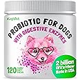 Probiotics for Dogs Natural Digestive Enzymes Prebiotics for Allergy Itch Relief Gut Flora Coprophagia Bowel Support Treatment Anti Diarrhea for Dogs Pet Health Immune System Support 120 Soft Chews
