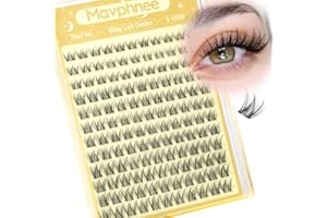 MAVPHNEE Lash Clusters Natural Eyelash Clusters 8-12MM Wispy Lash Extensions C Curve Individual Lashes Clear Band Cluster Lashes Clean Makeup DIY Lash Pack (Short Ver.)