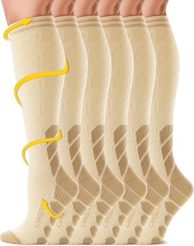 Cambivo Compression Socks 3 Pairs 20-30 mmHg Nude XXL For Flight Run