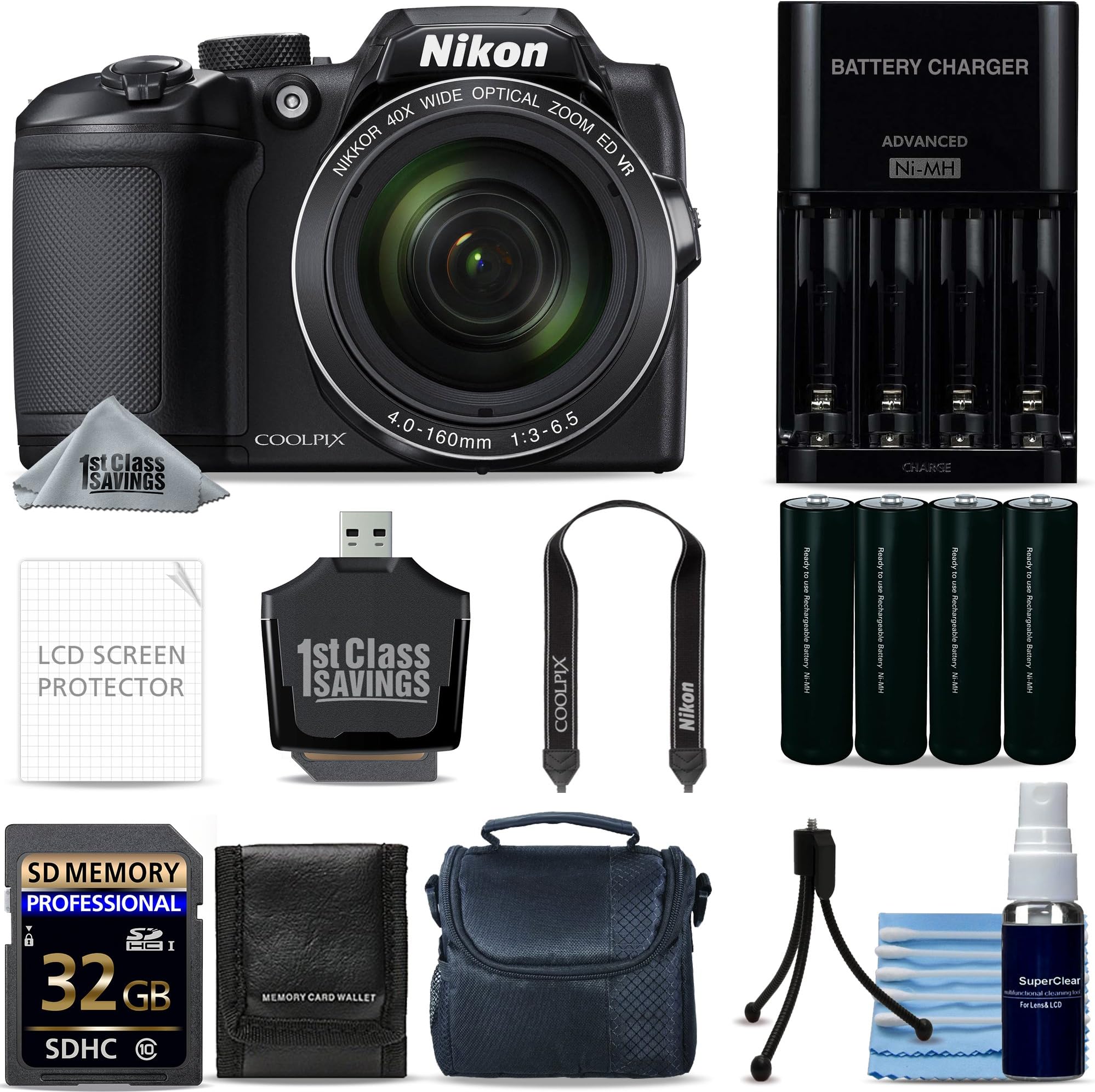 Nikon COOLPIX B500 Digital Camera (Black) Ultimate Starters Kit 32GB