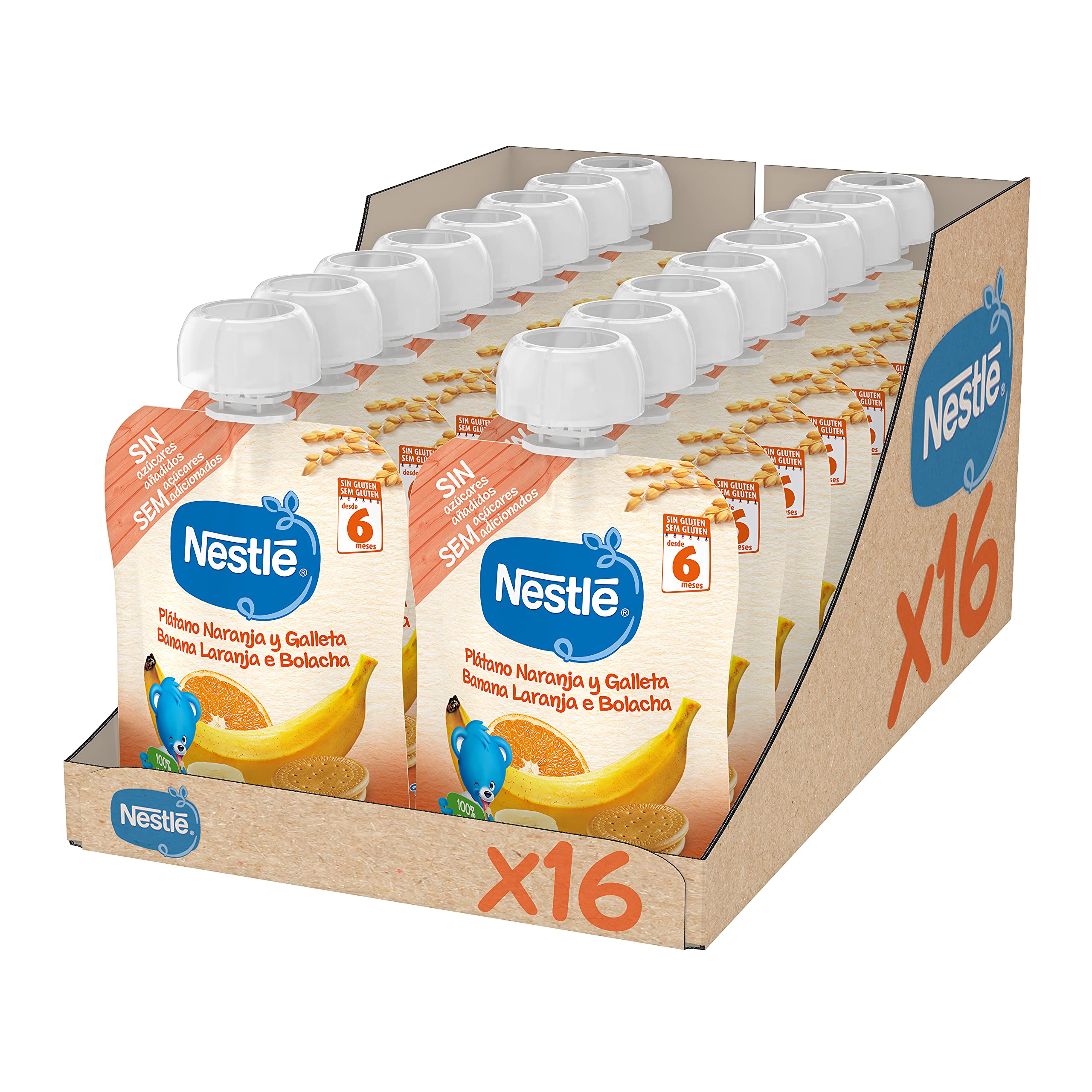 Nestlé Puré Plátano Naranja Galleta 16x90g