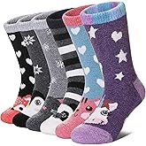 MQELONG Wool Socks for Kids Boys Girls Winter Warm Wool Hiking Thick Boot Cozy Crew Socks 6 Pairs