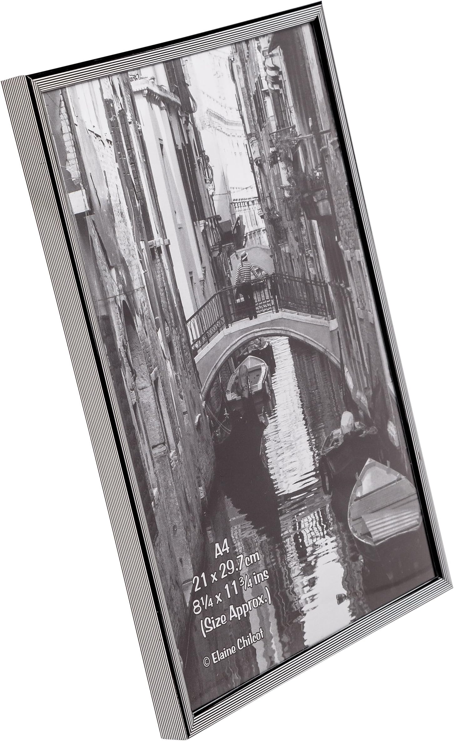PACFA4BSIL-FBA-FFP A4 Certificate / Photo / Poster Frame in Silver with Black Pinstripe and Non Glass Front
