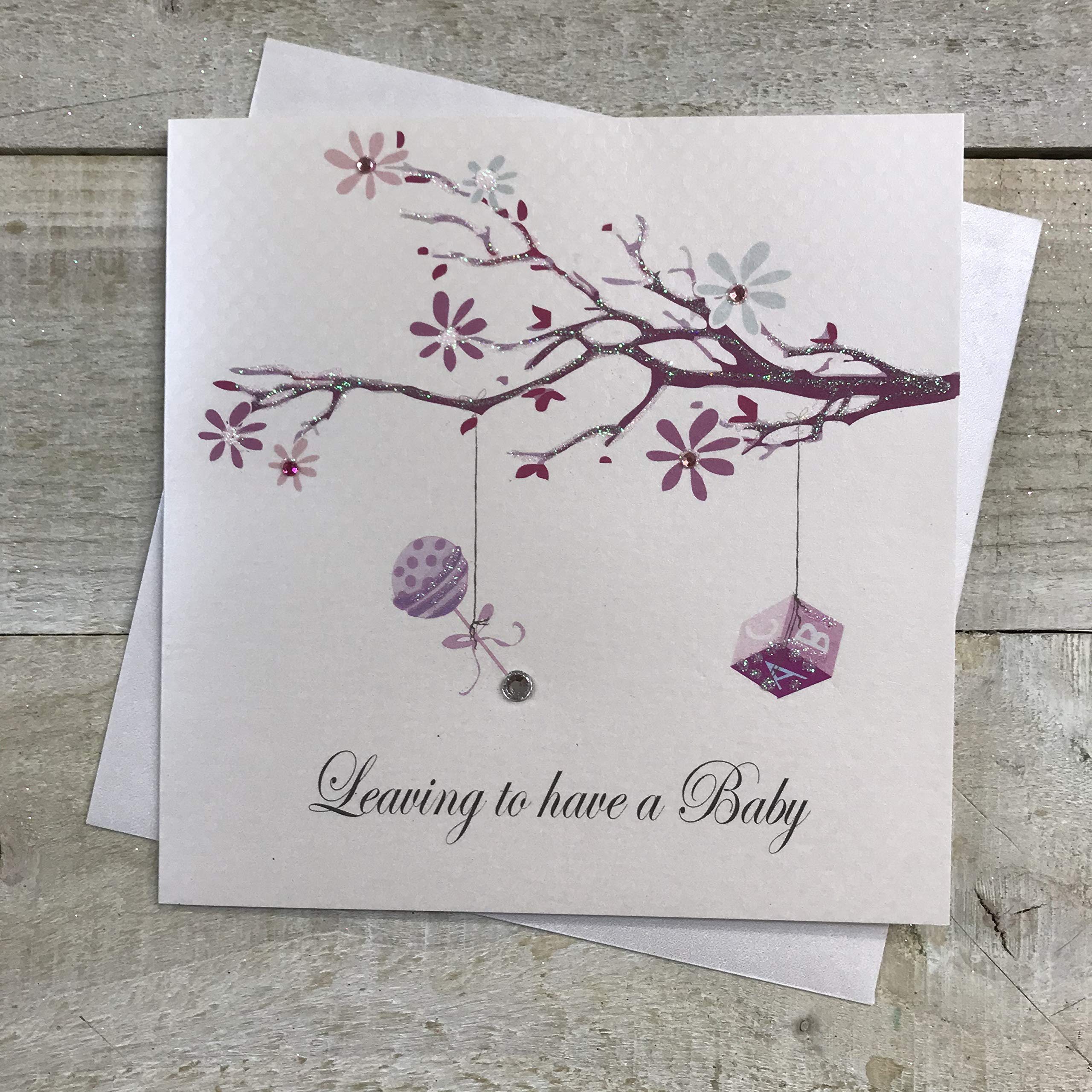white cotton cards "Leaving To Have A Baby Handmade Card, PD92