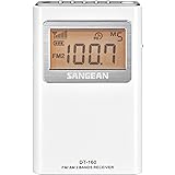 Sangean DT-160 AM/FM Stereo Pocket Radio with 100 Operating Hours on 2 AA Batteries, White