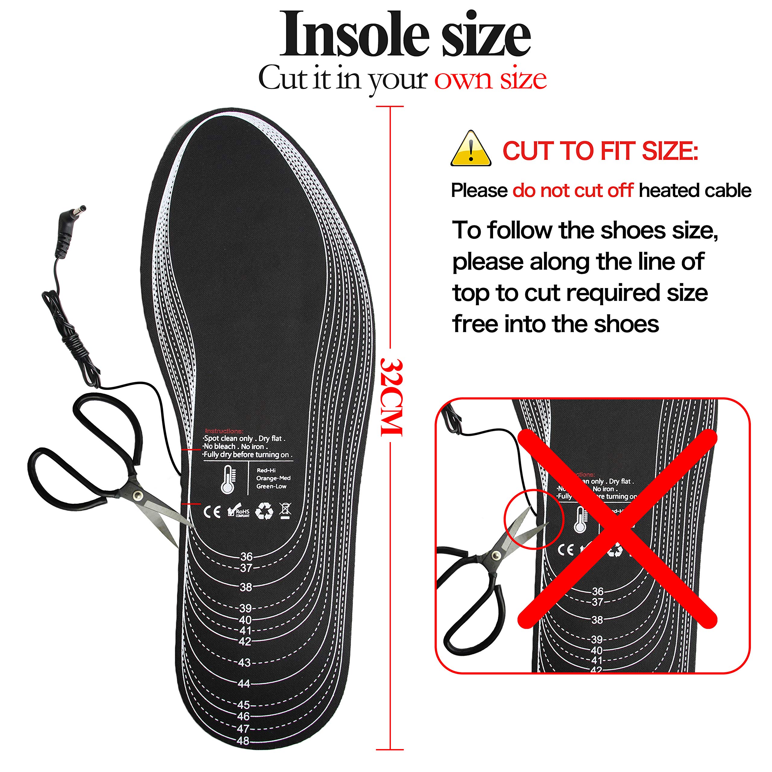 Beheizbare Einlegesohlen,Wiederaufladbare Lithium-Ionen-Batterie,3-Stufen-Temperaturregelung