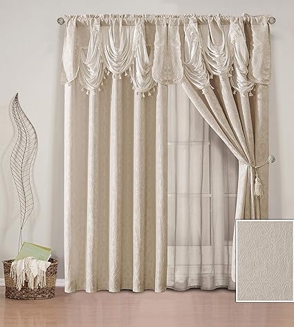 Amazon Com Superior Home Jacquard Style Curtain Drape Panels 84