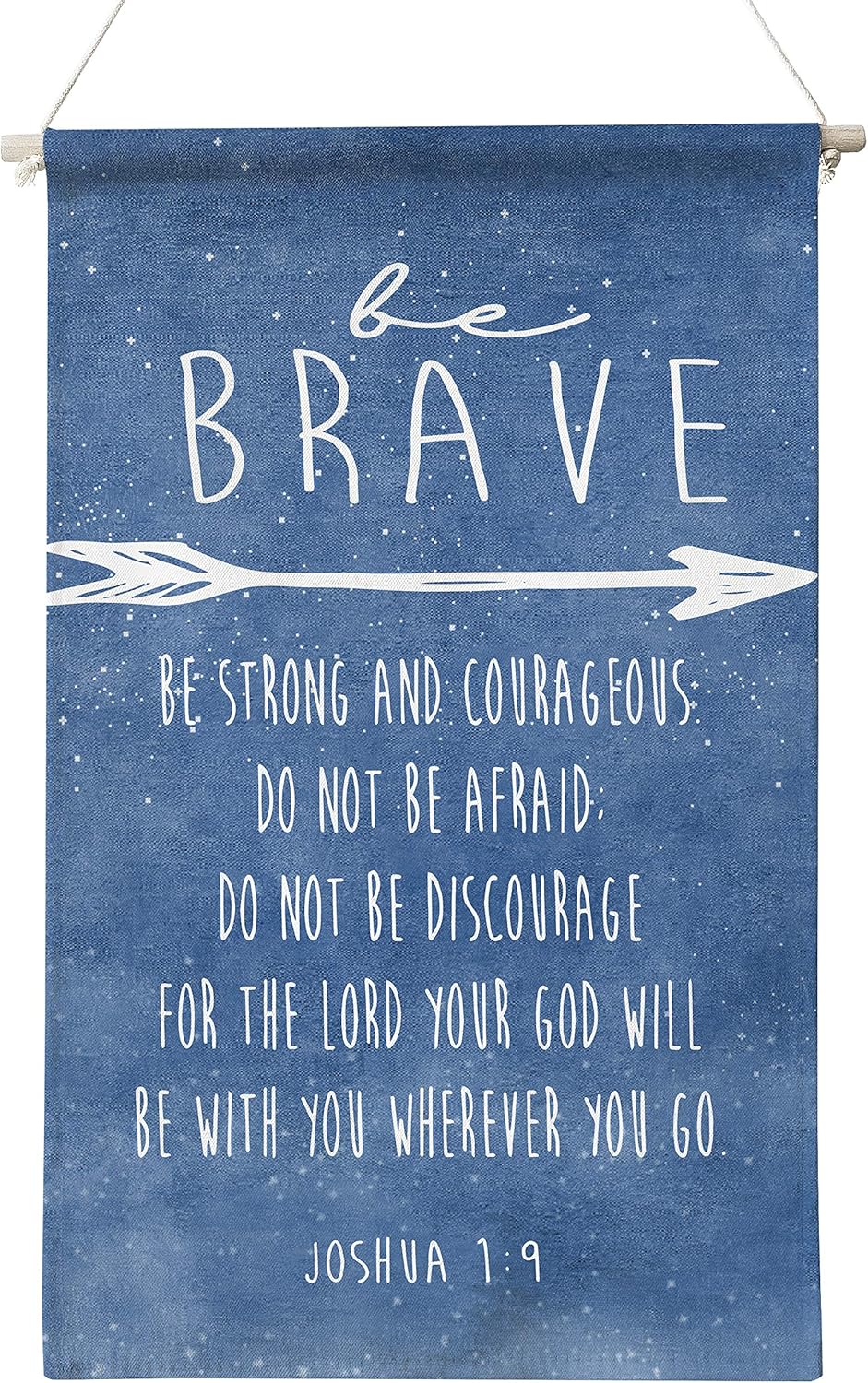 Inspirational Be Strong and Courageous Joshua 1:9 Bible Verse Art Poster Canvas Wall Art Decoration for Home Boys Room Nursery Decor,Bible Verse Quote Canvas Poster Hanger Scroll Hanging Poster Canvas Wall Art Gifts,12 x 20 Inch