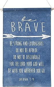 Inspirational Be Strong and Courageous Joshua 1:9 Bible Verse Art Poster Canvas Wall Art Decoration for Home Boys Room Nursery Decor,Bible Verse Quote Canvas Poster Hanger Scroll Hanging Poster Canvas Wall Art Gifts,12 x 20 Inch