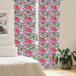 Lunarable Zebra Print Window Curtains, Tropical