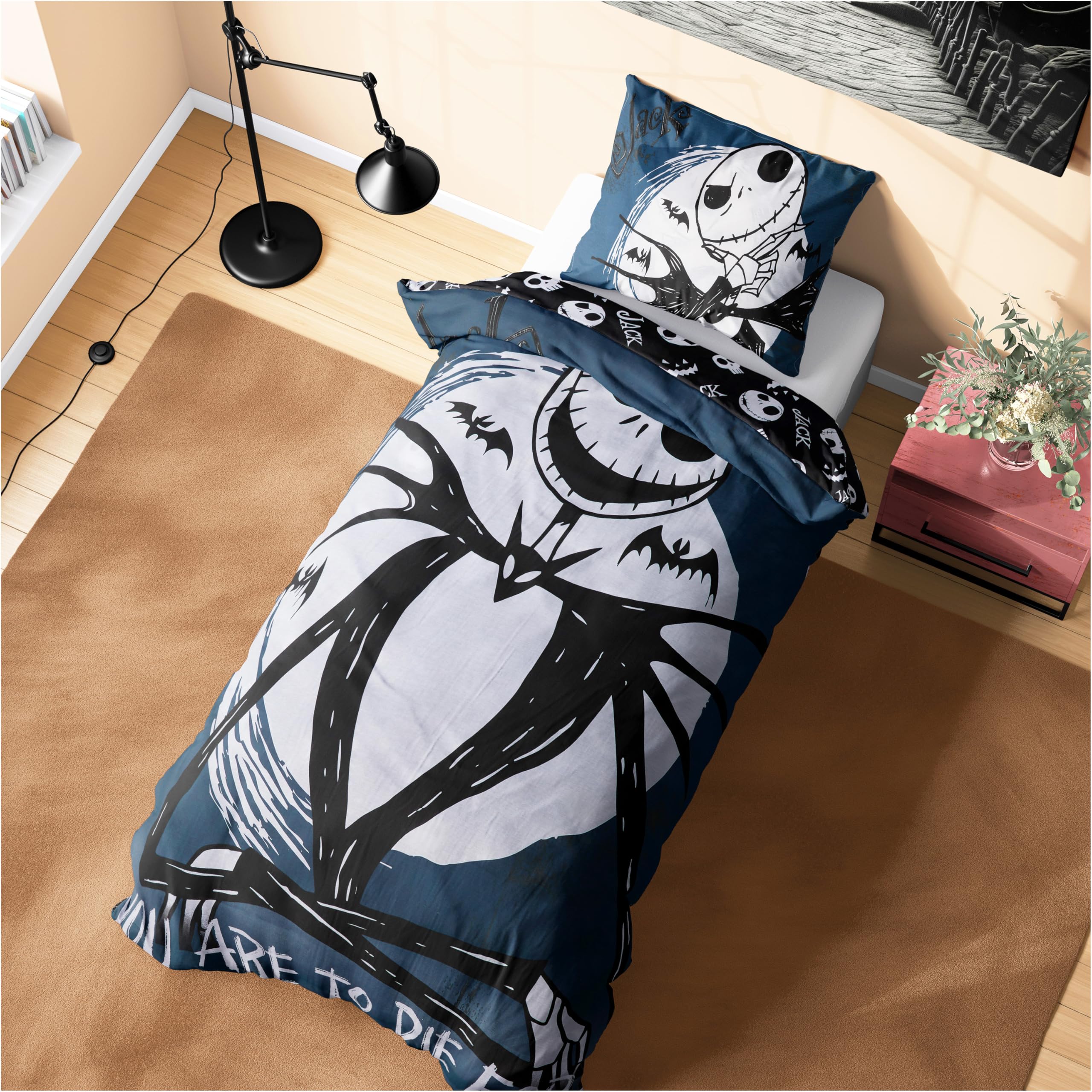 Disney Stitch Duvet Cover and Pillowcase Set Kids Teens Bedding Bedroom Accessories - Single or Double (Black Jack Single)