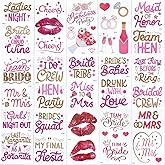Esland Glitter Bachelorette Temporary Tattoos - 30 Sheets Colorful Shininng Bridal Shower Party Decorations, Bridesmaid Tatto