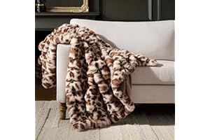 WDCOZY Cheetah Leopard Print Bubble Throw Blanket, Luxury Faux Rabbit Fur Mink Plush Throw for Couch, Sofa and Bed, Soft Fluffy Fuzzy Cozy Blanket for Women, Thick and Warm, 50x60 inches, 950 GSM