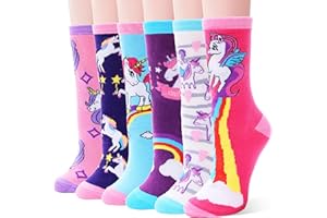 EBMORE Kids Girls Socks Funny Cute Crazy Fun Animal Fashion Novelty Crew Socks 6 Pairs