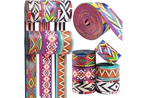 Grosun 6 Rolls 1.5 inch Bohemian Nylon Webbing Belt Webbing Straps Purse Straps Backpack Straps Nylon Belt with Patterns for Seatbelt, Bags, Backpacks, Handles, Luggage