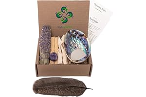 Spiritual Items - Lavender Flower Smudge Stick ~ Abalone Shell for Smudging ~ Palo Santo Sticks ~ 2 in Tripod Stand ~ 8-9 in 