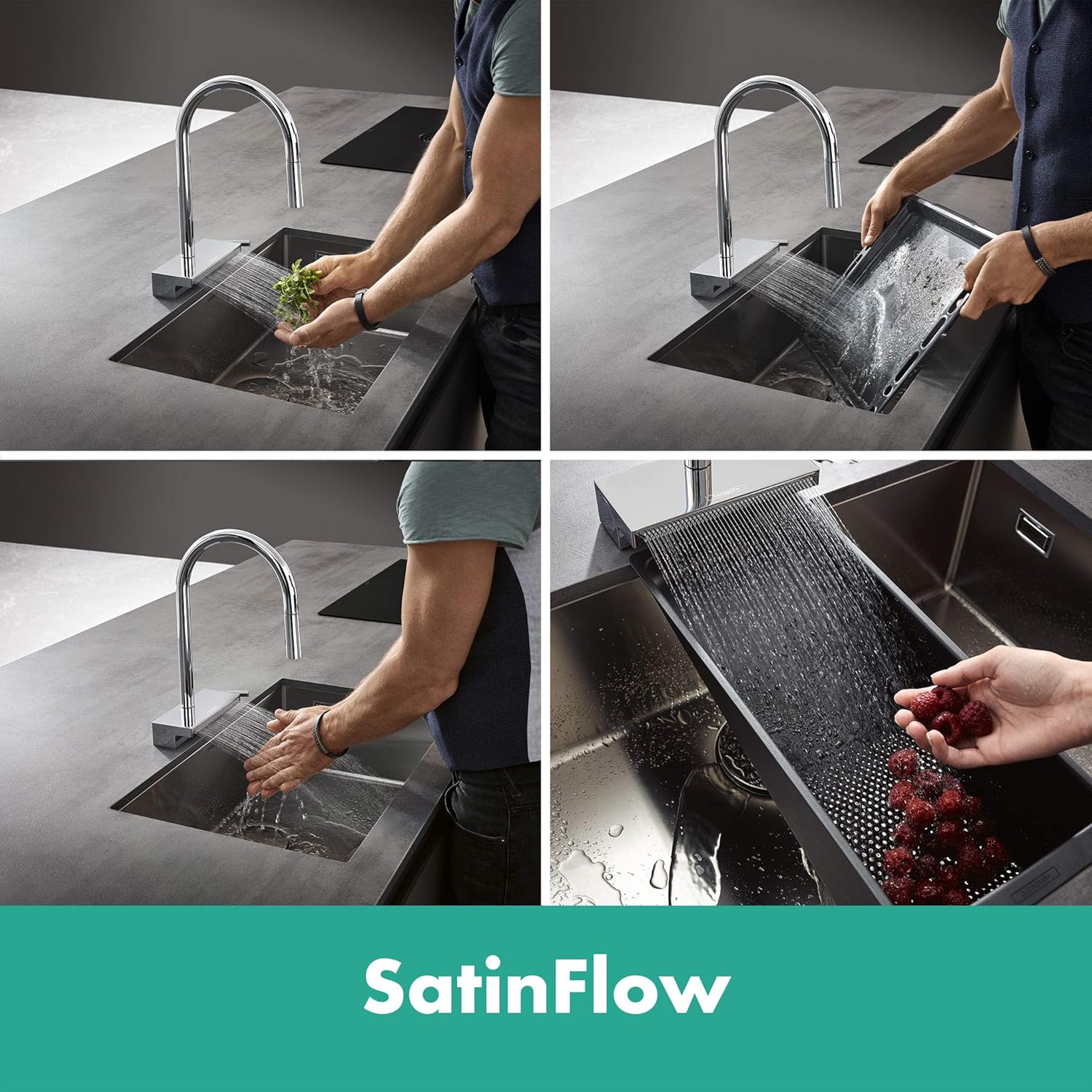 Hansgrohe Aquno Select M81 Single Lever Kitchen Mixer 170 With Pull-Out Spray And Sbox, 3 Spray Modes, Chrome, 73831000 - Image 4