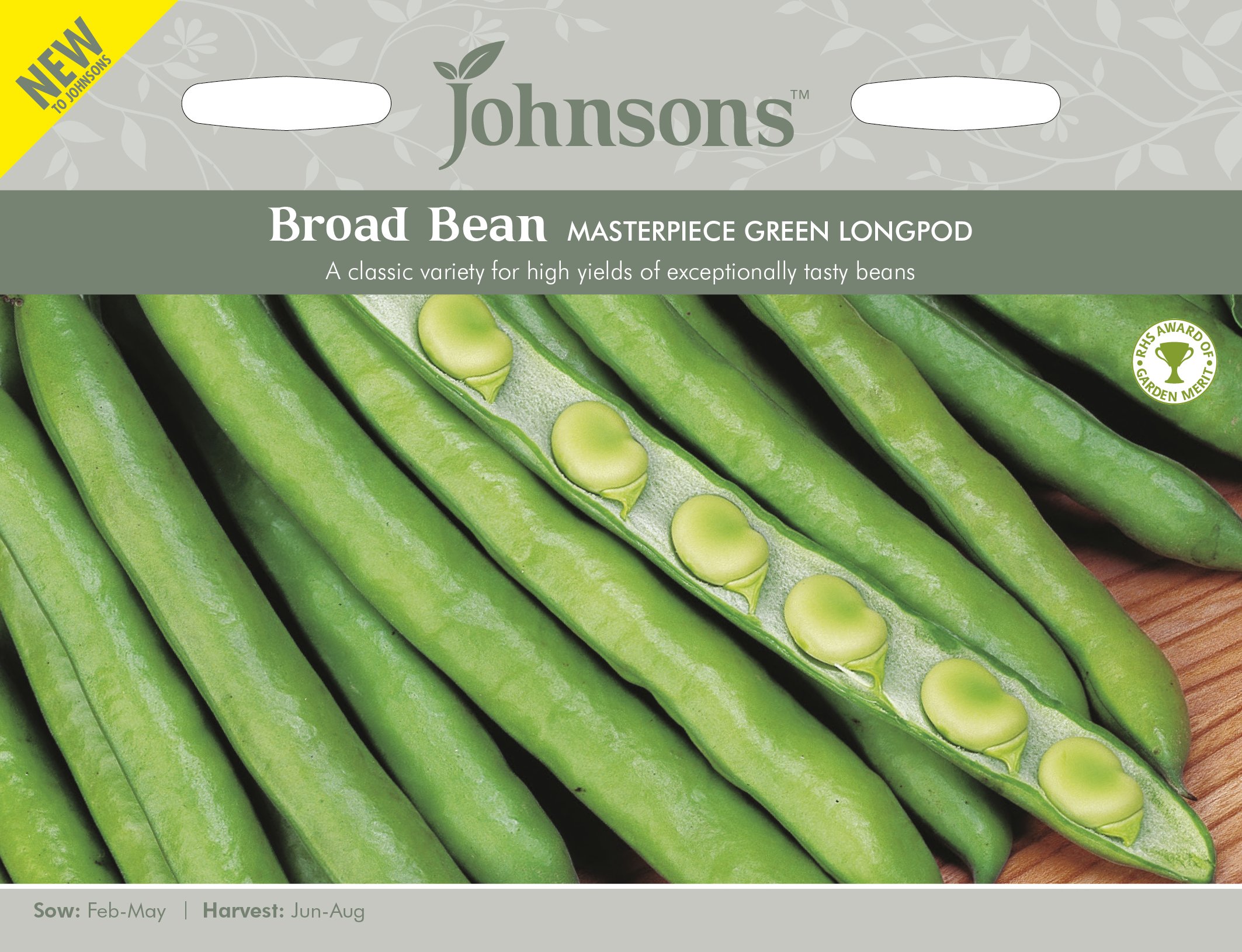 Johnsons 22248 Vegetable Seeds, Broad Bean Masterpiece Green Longpod