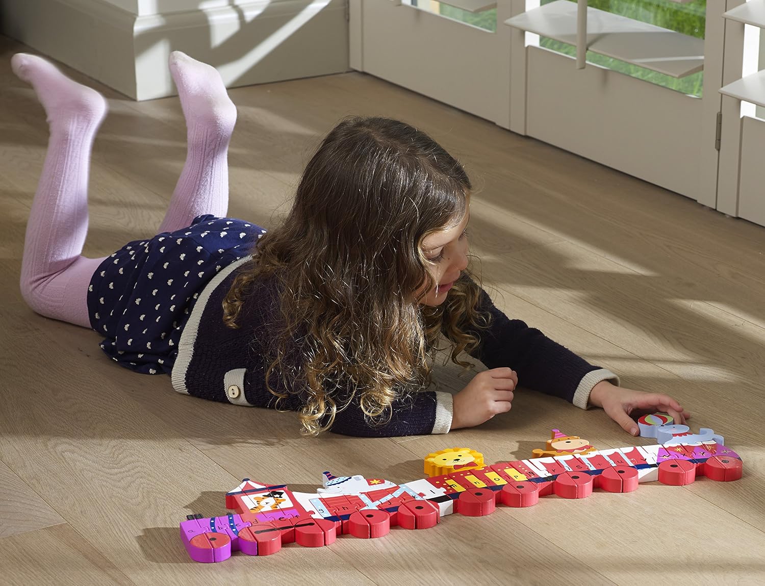 animal puzzle train orange tree toys