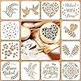 Patelai 12 Pcs Stencil for Bread Artisan Bread Stencils Baking Stencil Set Cook Stencil Baking Template Bread, Cake, Pie, or Cookie Stencil Template Mold for Decorating, 12 Style (5.9 x 5.9 Inch)