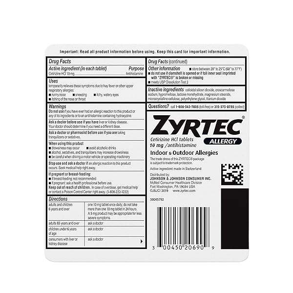 ZYRTEC 24 HOUR ALLERGY RELIEF TABLETS – 10MG, 90 CT