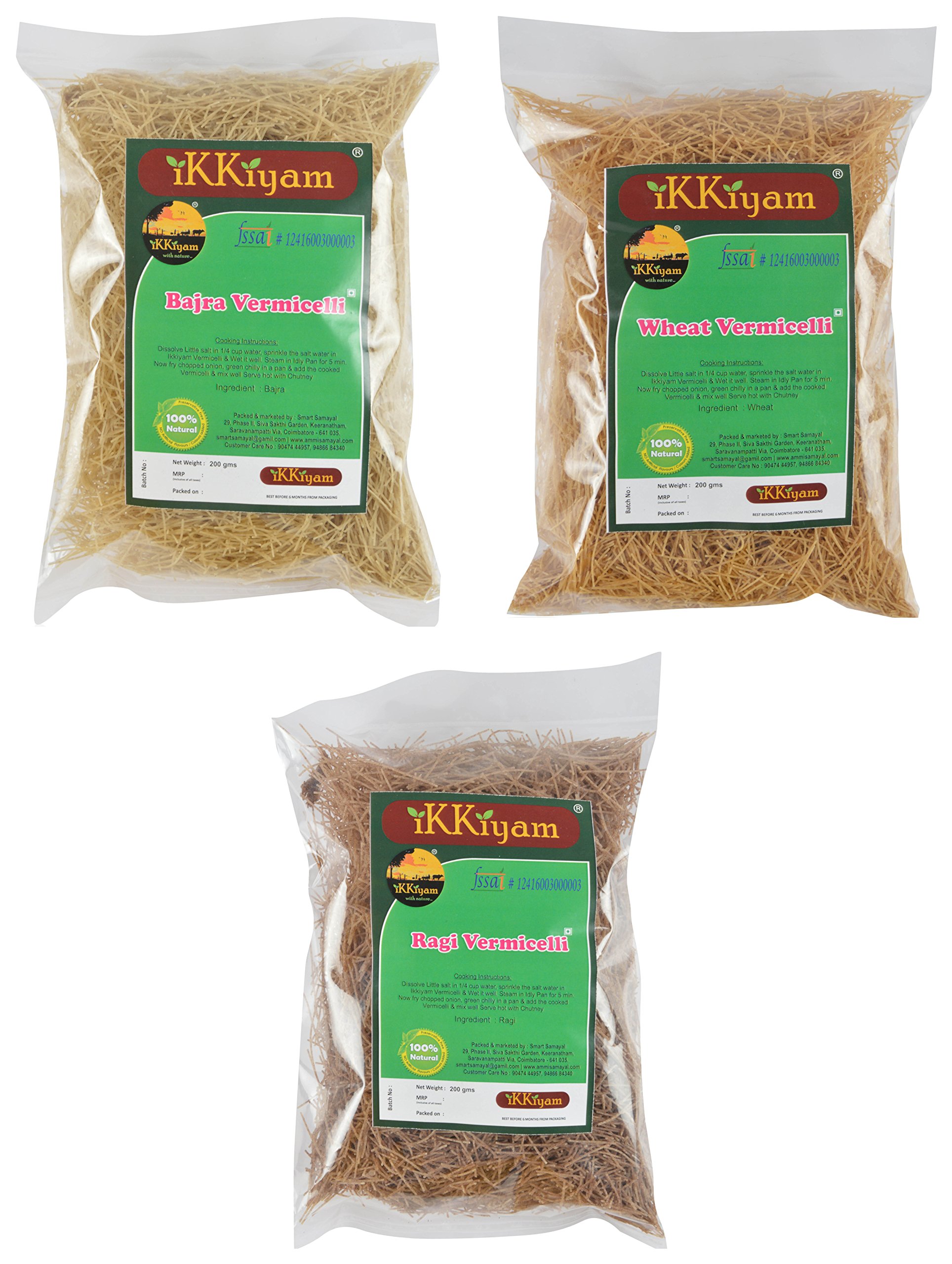 Ikkiyam Combo Of Ragi Vermicelli Semia Bajra Vermicelli Semia Wheat ...