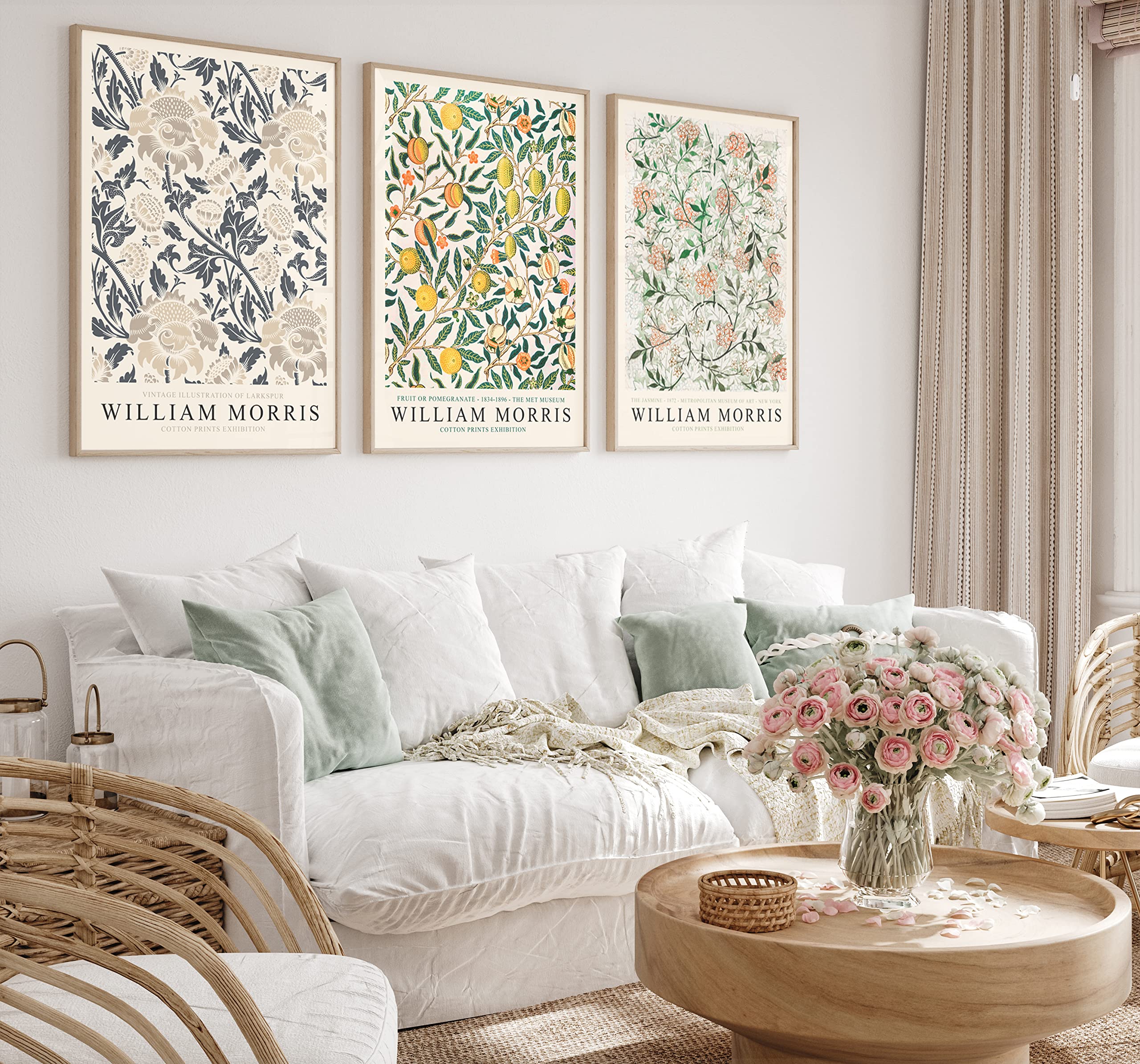 Generic William Morris Exhibition Prints Set Of 3 (A4) - Wall Art - Print - Living Room