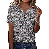 Zeagoo Shirts for Women Casual Short Sleeve Floral Blouses Summer Top Business Work Clothes