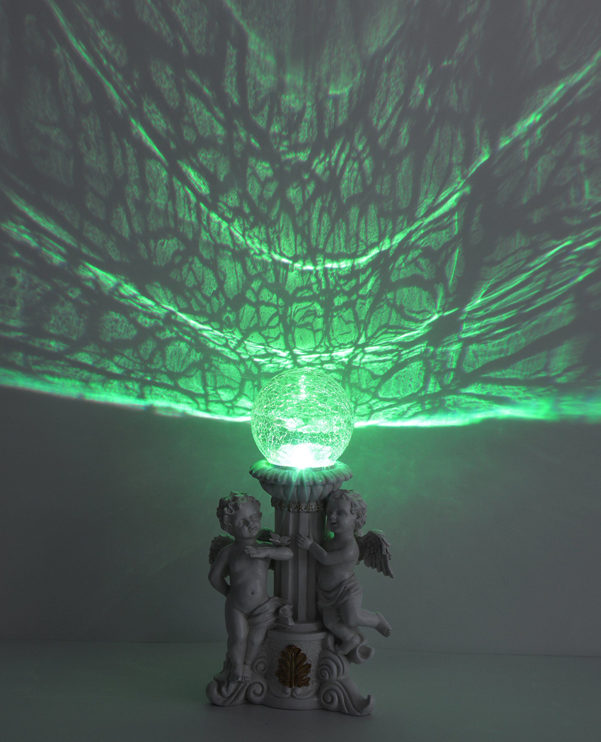 HOMESHINE Solar Powered Cherub Garden Statues LED Color Changing Lights