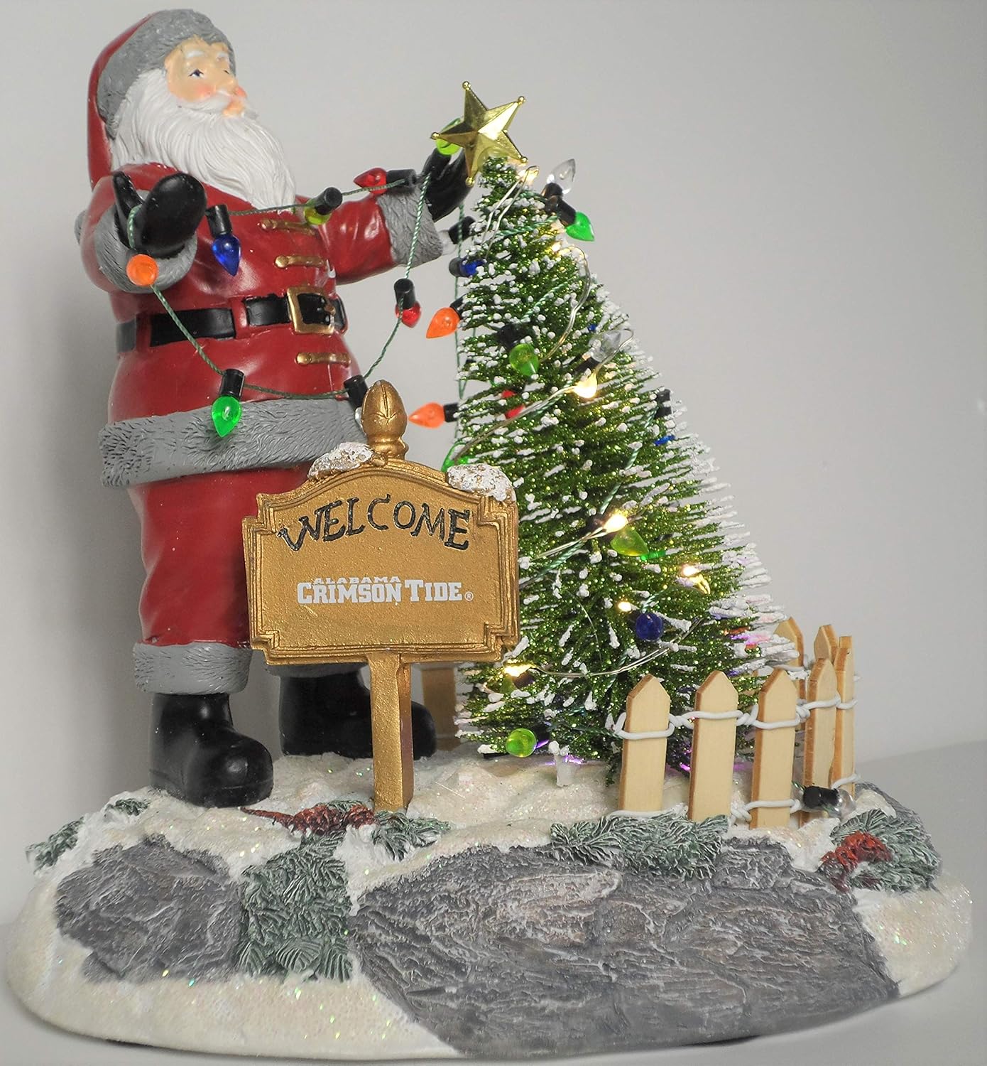 The Memory Company Alabama Crimson Tide Santa Stringing Light Christmas Tree Figurine