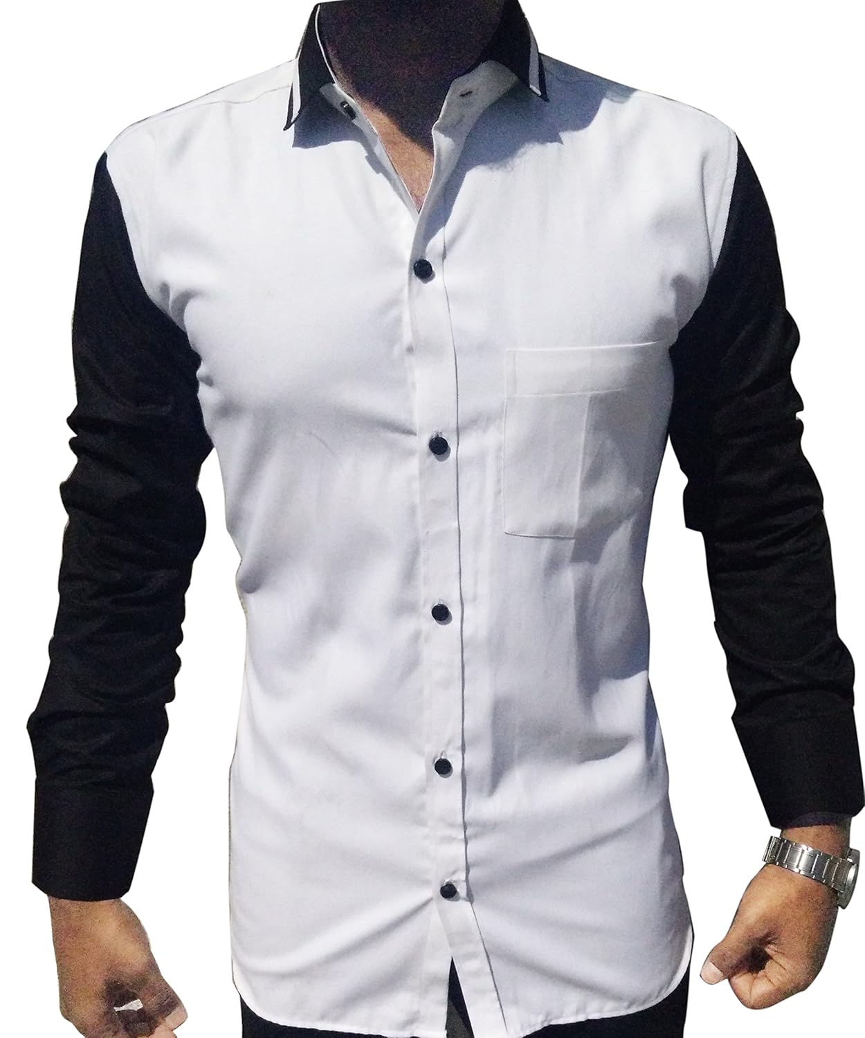 s.n. men's cotton shirt (white black)