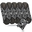 Sanitary Reusable Cloth Menstrual Pads by Heart Felt | XL Cloth - 5 Pack Washable Sanitary Napkins with Charcoal Absobancy Layer - Overnight Long Panty Liners for Comfort and Support