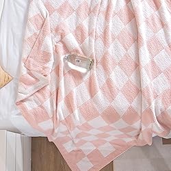 SeaRoomy Checkered Blanket, Ultra Soft Knit Blanket