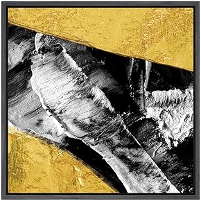 SIGNWIN Framed Canvas Wall Art Gold, Black, Grey...