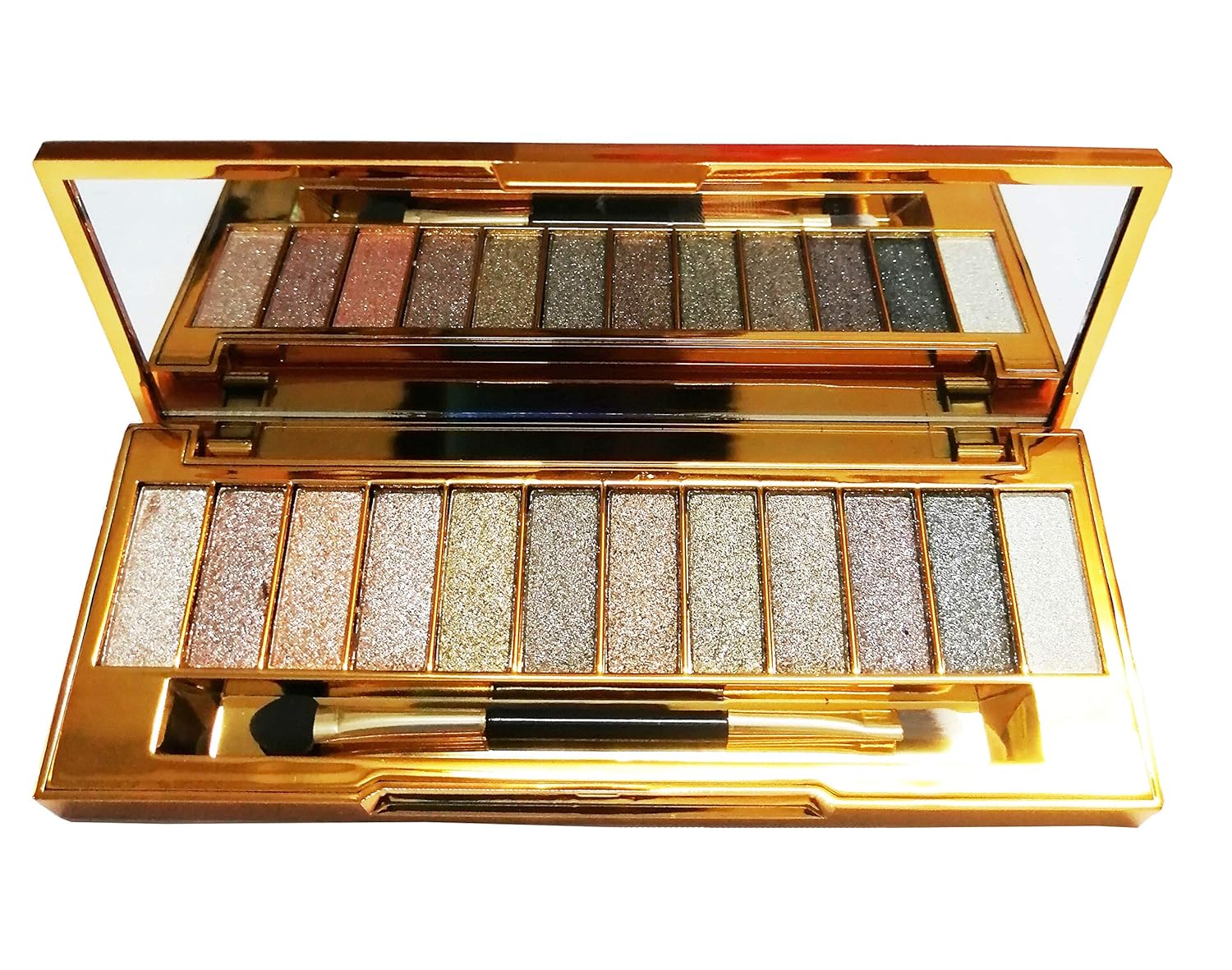Glitter Eyeshadow Palette,12 Colors Sparkle Shimmer Eye Shadow Highly Pigmented Long Lasting Makeup Set Gold