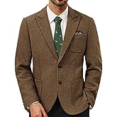 PJ PAUL JONES Mens Tweed Blazer Wool Sport Coat Two Button Peak Lapel Vintage Suit Jackets